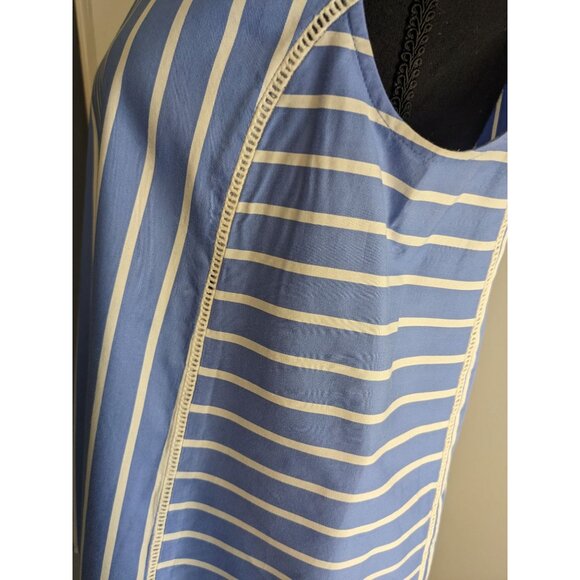 Ann Taylor Blue and White Striped Sleeveless Blouse - S - Picture 4 of 9